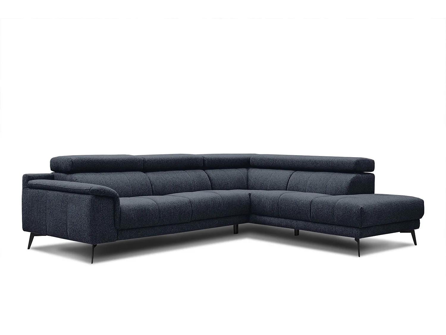 Canapé d'angle 5 places en tissu bleu nuit FIERO