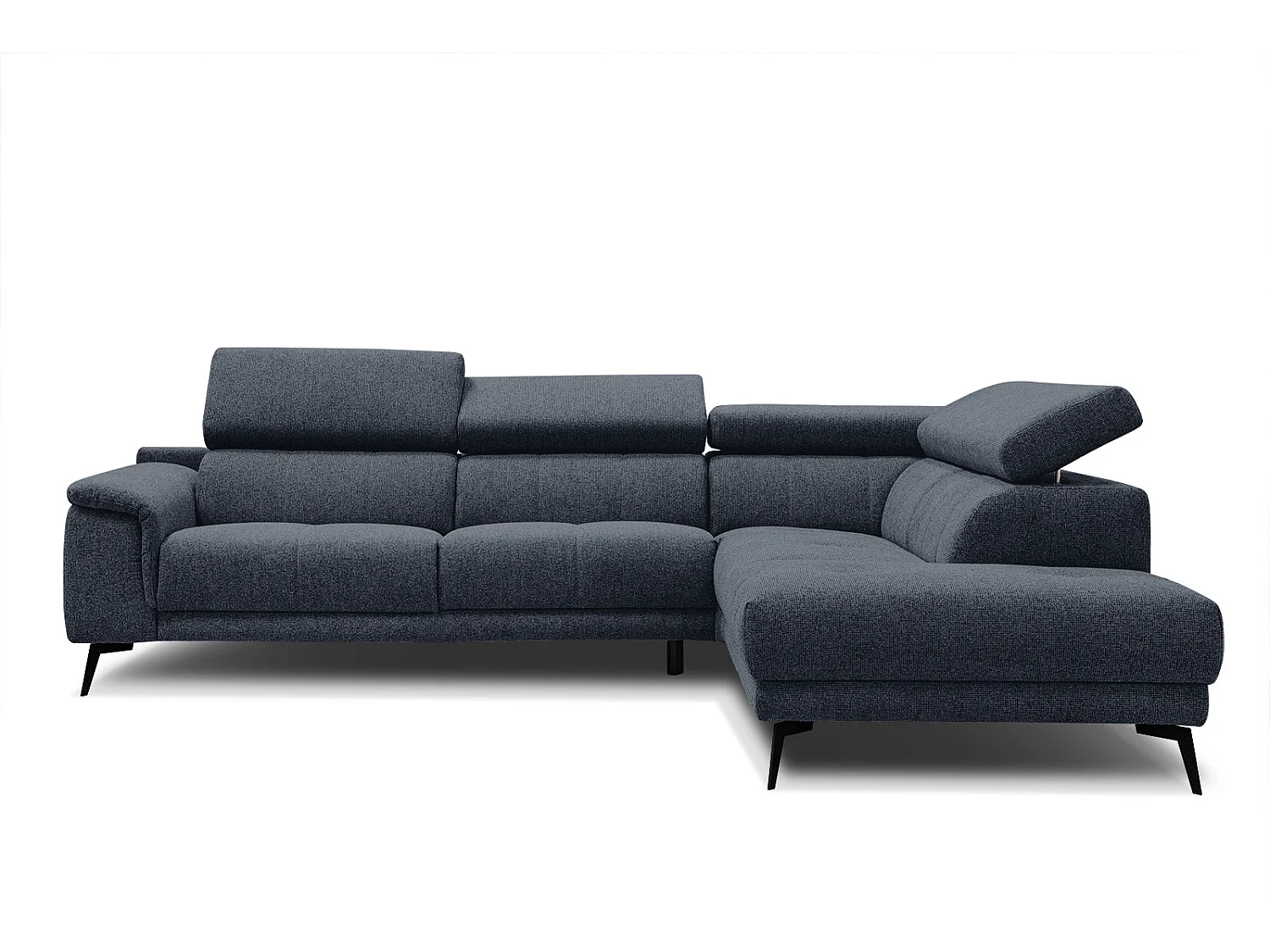 Canapé d'angle 5 places en tissu bleu nuit FIERO