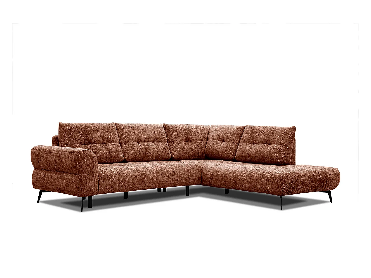 Canapé d'angle droit 5 places tissu  rouge brique