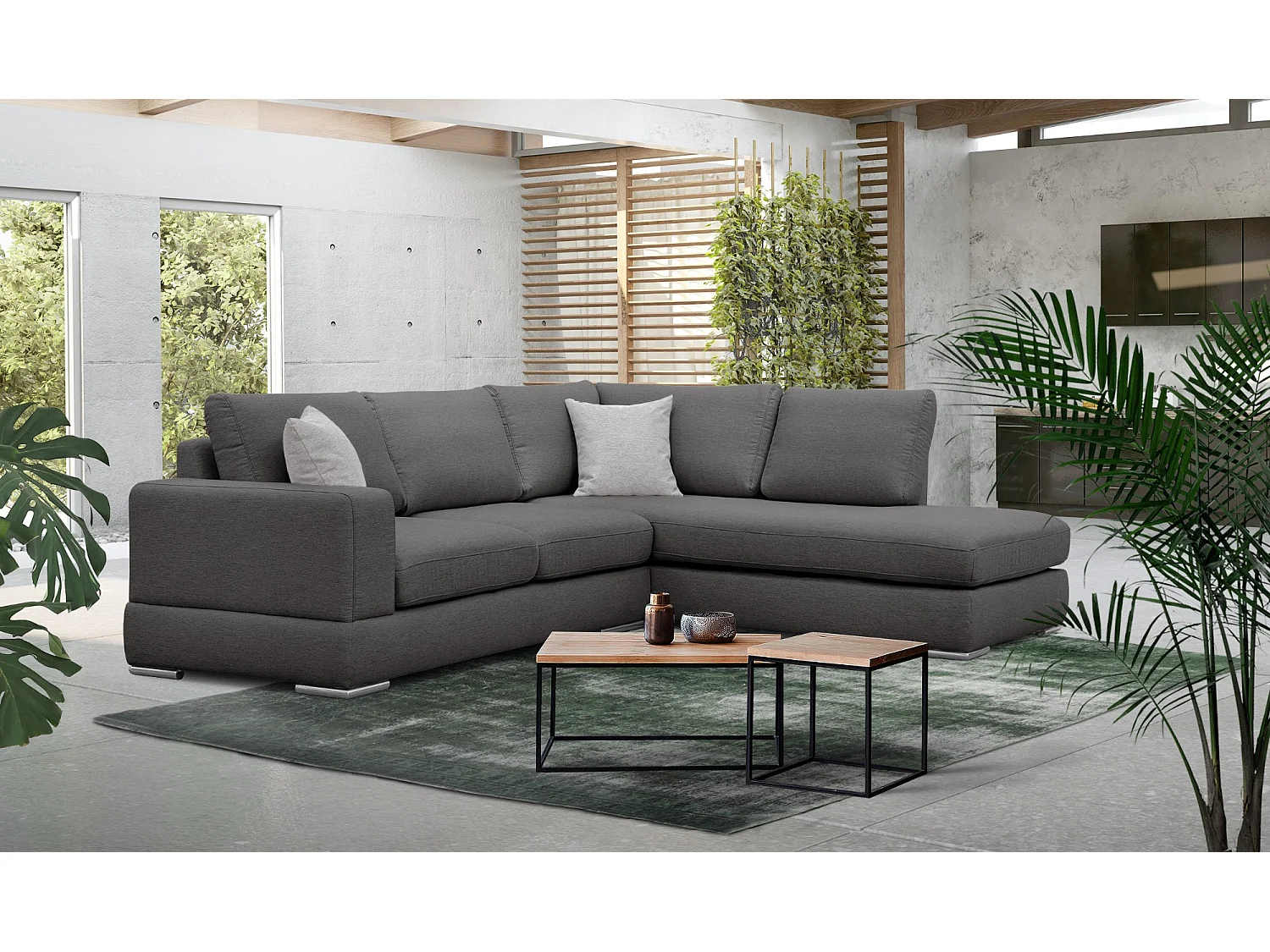 OTTO Ecksofa 5-Sitzer links, dunkelgrau