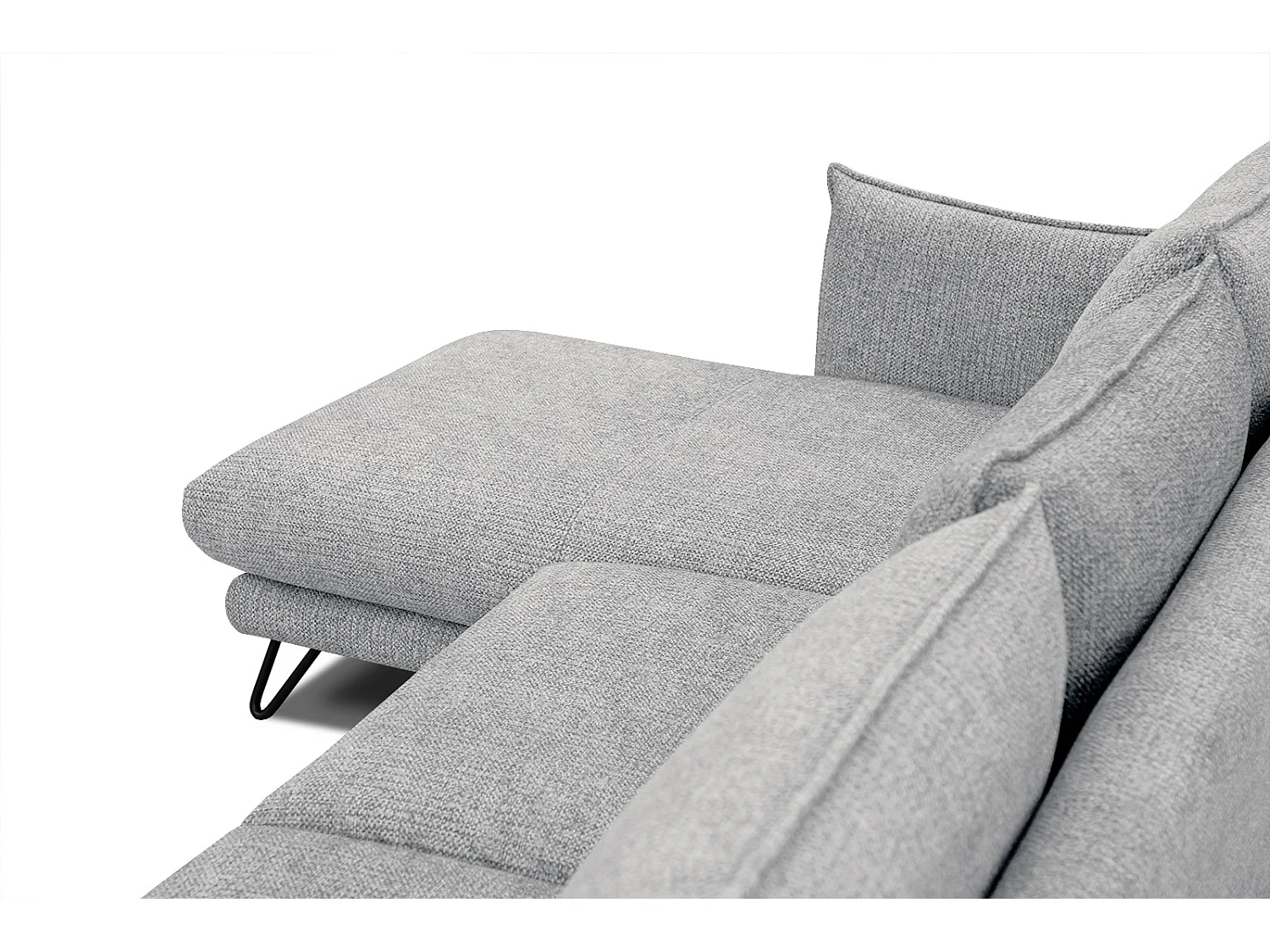 Canapé d'angle gauche 4 places tissu gris HOSTEN