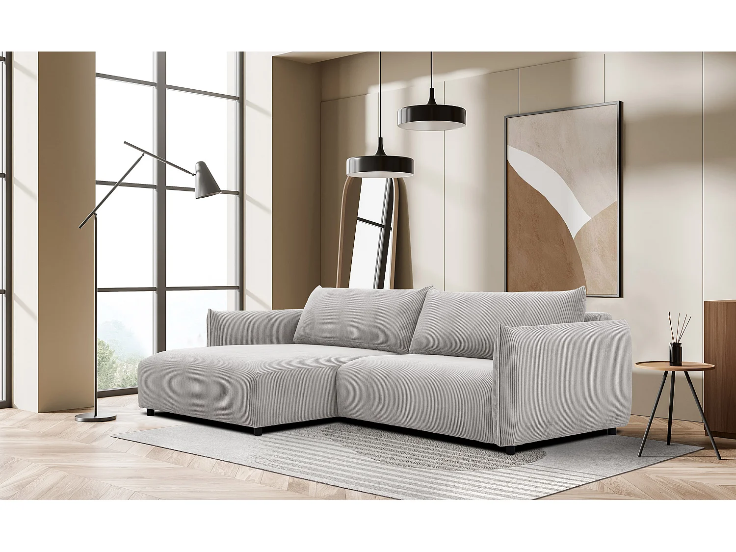 TAUER Ecksofa 5-Sitzer, perlweiß