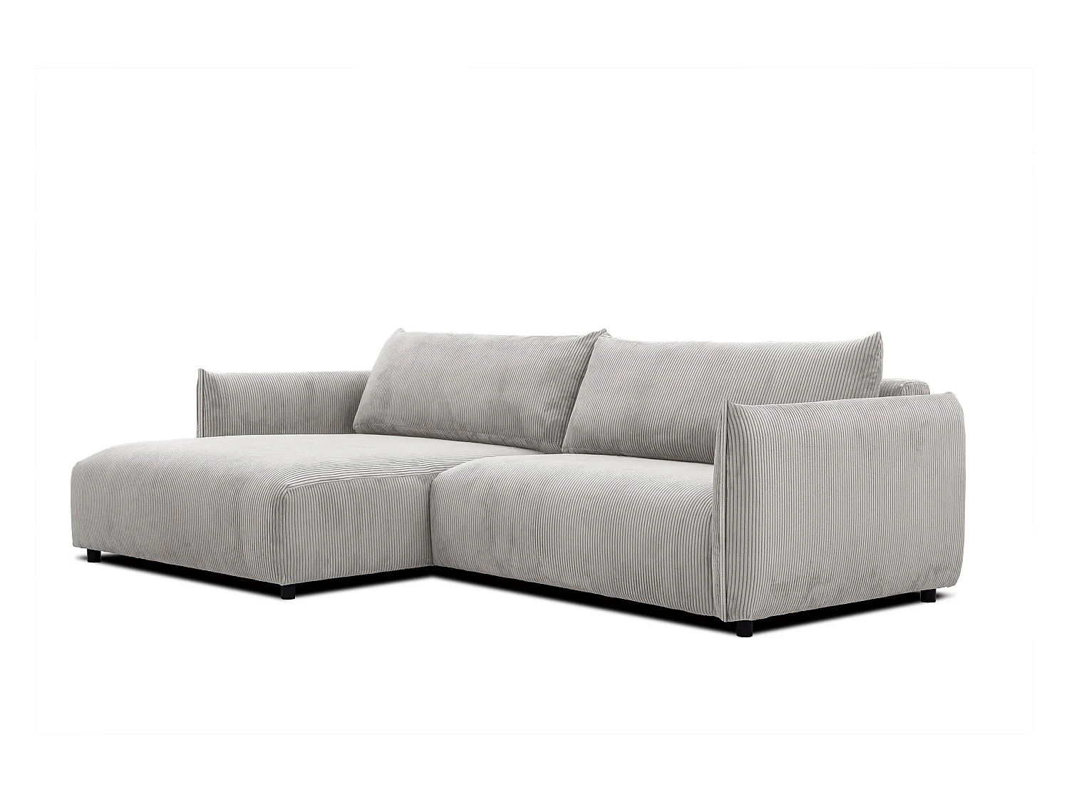 Canapé d'angle gauche 4 places tissu blanc perle - TAUER