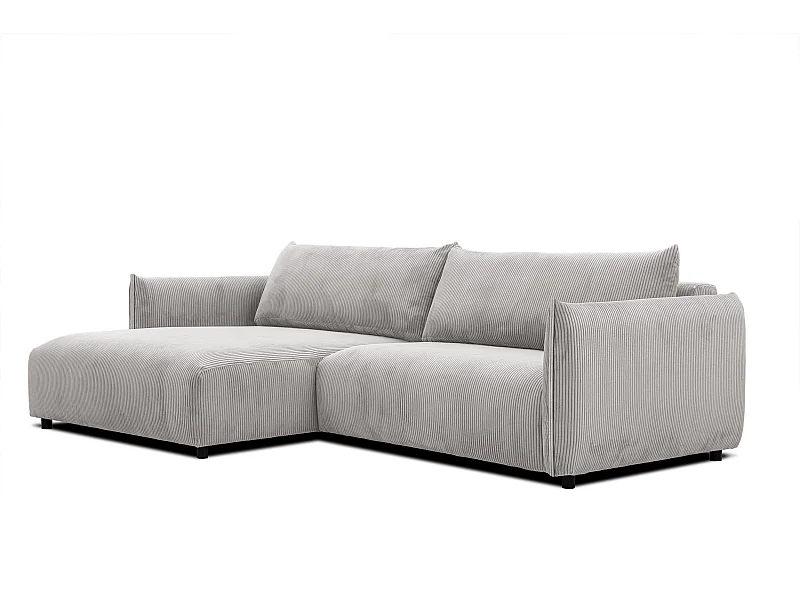 Canapé d'angle gauche 4 places tissu blanc perle - TAUER