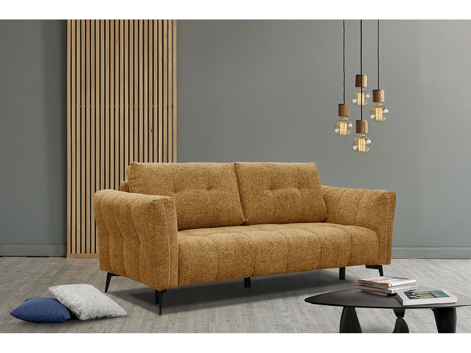 KALMER Sofa 2,5-Sitzer, senfgelb