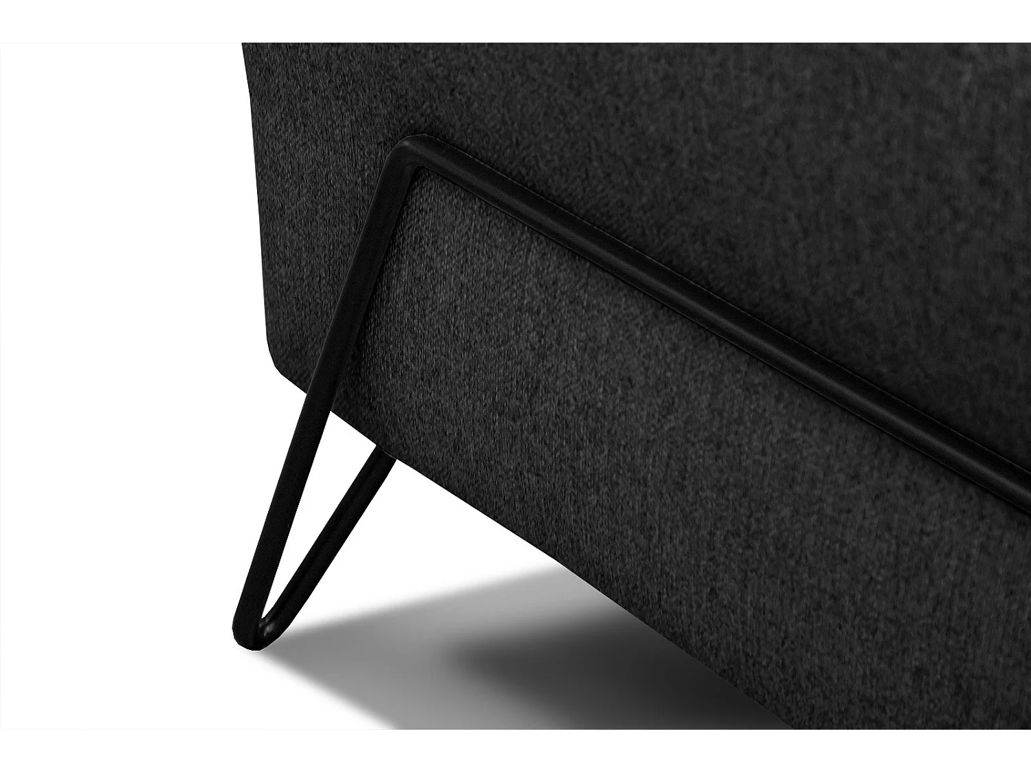 Canapé droit 2 places tissu noir LOREM