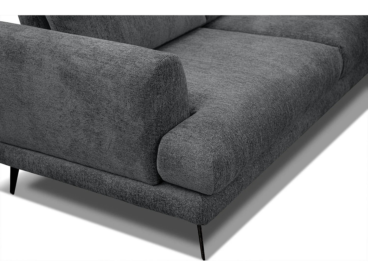 Canapé d'angle droit 5 places tissu gris foncé