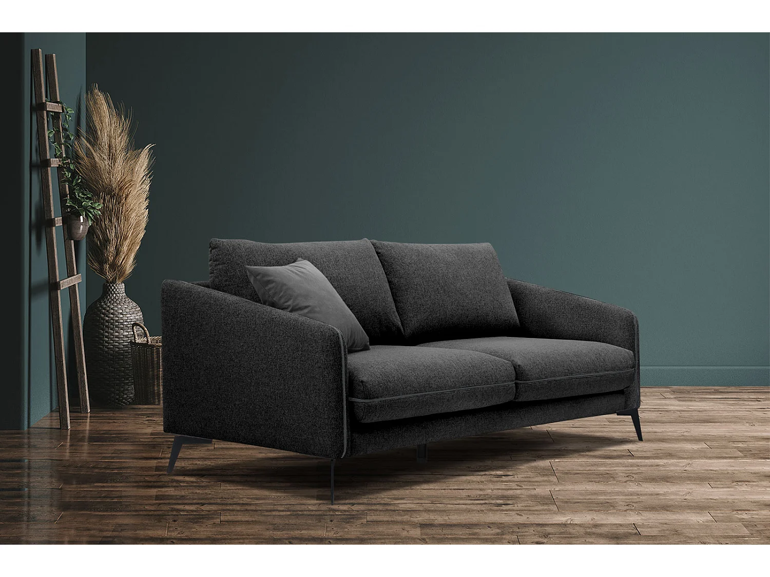 SOGEL Sofa 2,5-Sitzer, schwarz