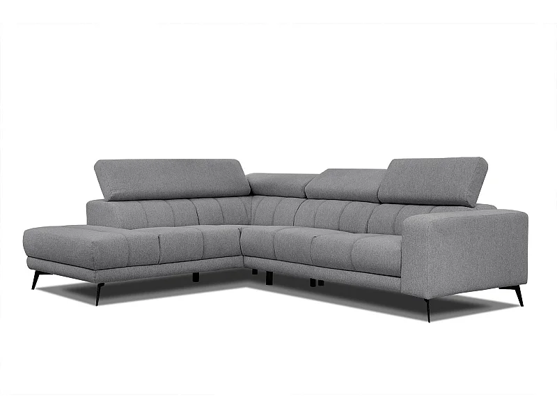 MORELLO Ecksofa 5-Sitzer links mit verstellbare Kopfstützen, grau