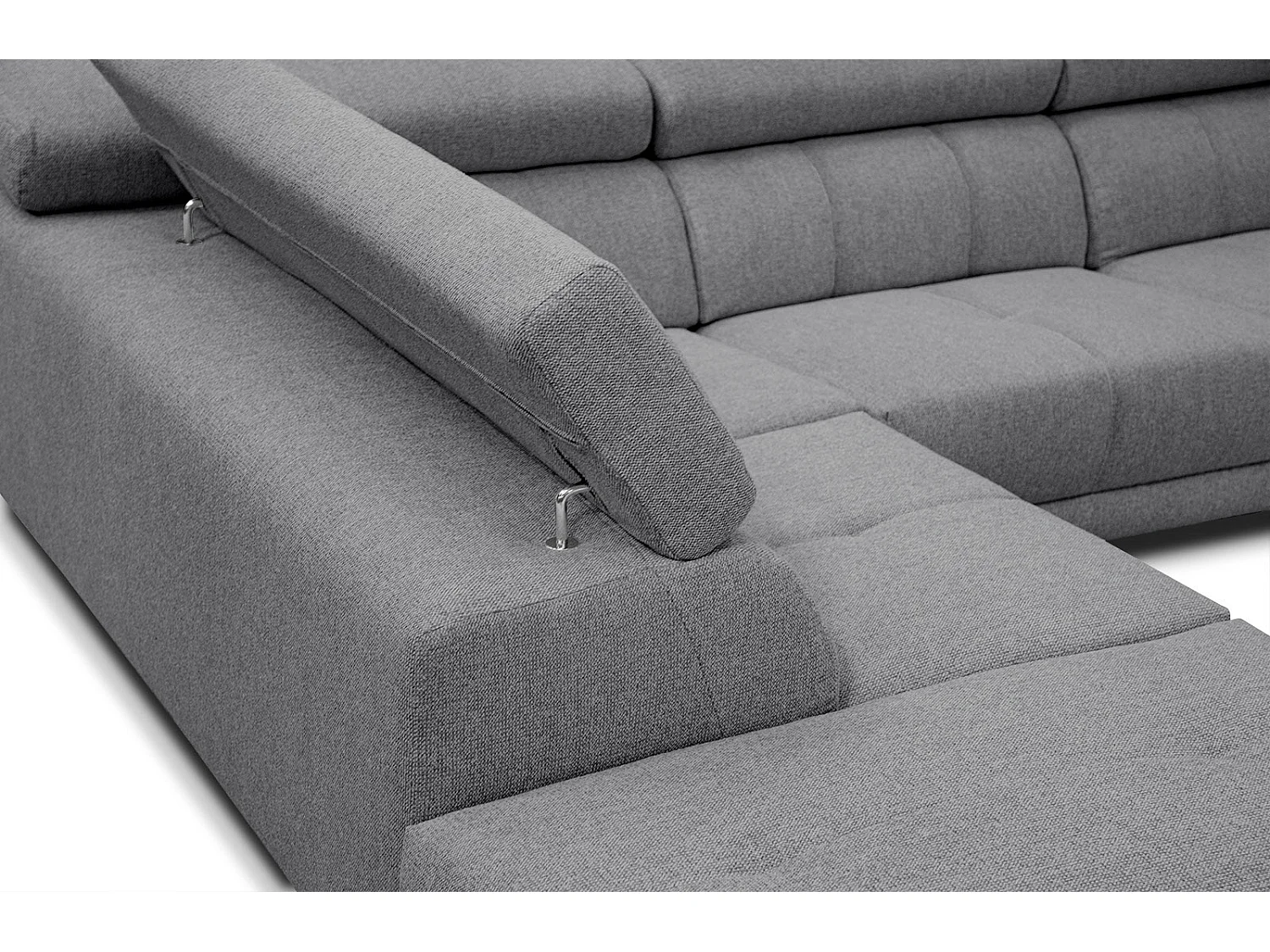 MORELLO Ecksofa 5-Sitzer links mit verstellbare Kopfstützen, grau