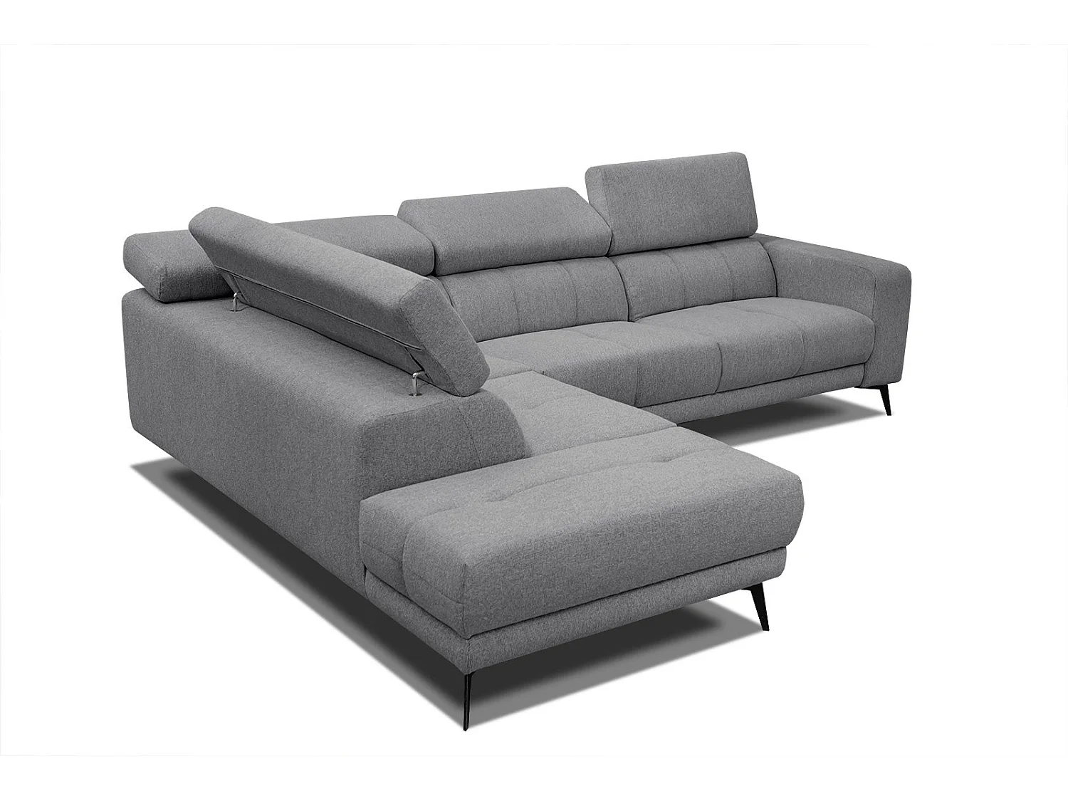 MORELLO Ecksofa 5-Sitzer links mit verstellbare Kopfstützen, grau