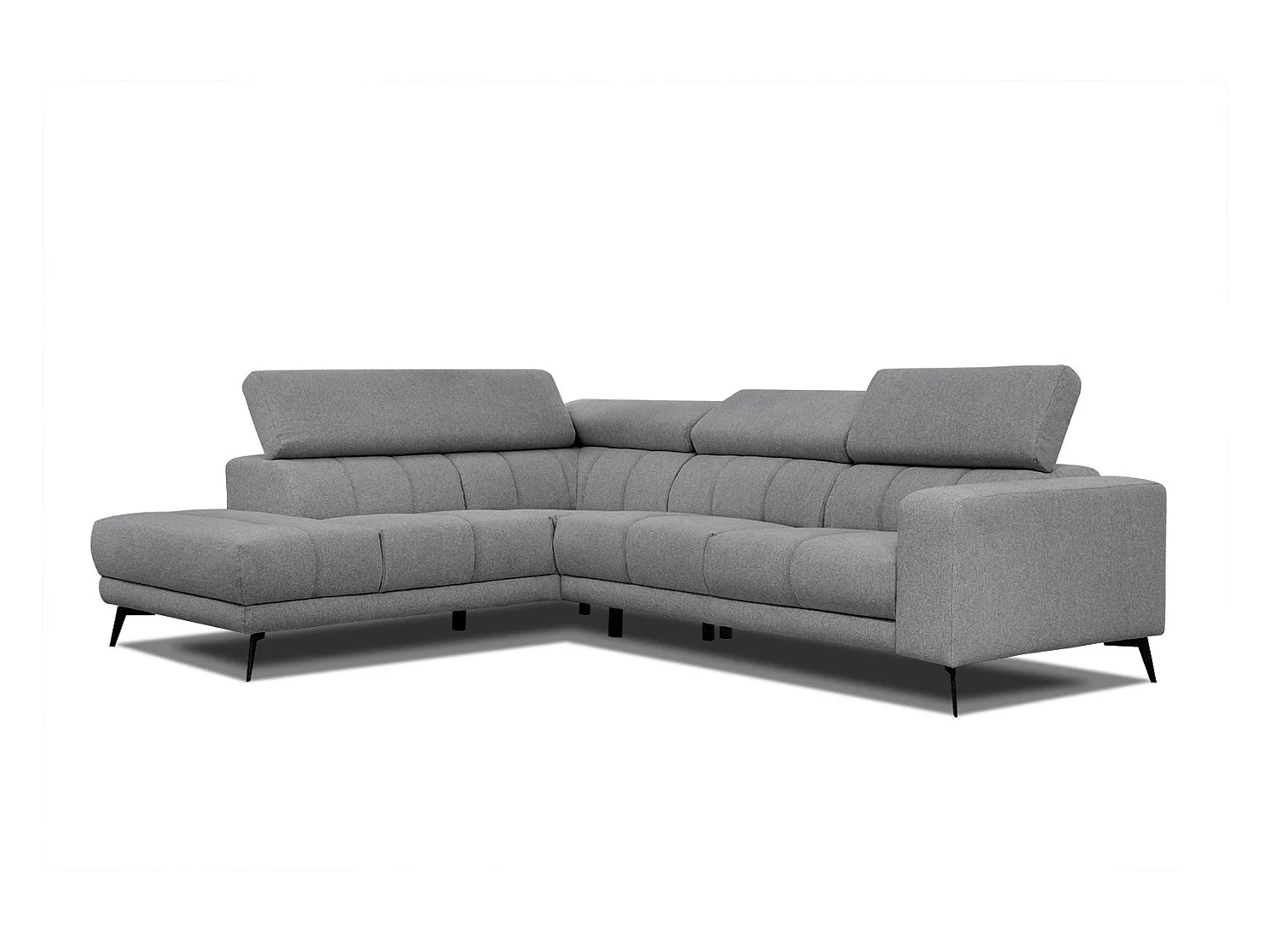 MORELLO Ecksofa 5-Sitzer links mit verstellbare Kopfstützen, grau