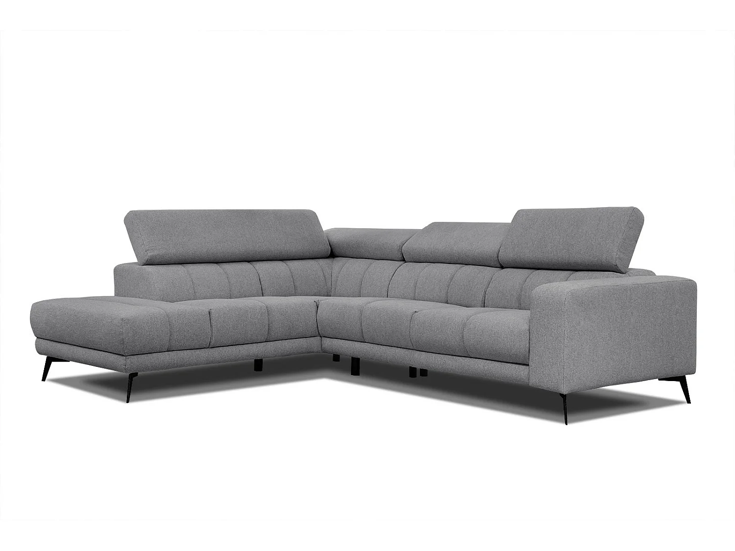 MORELLO Ecksofa 5-Sitzer links mit verstellbare Kopfstützen, grau