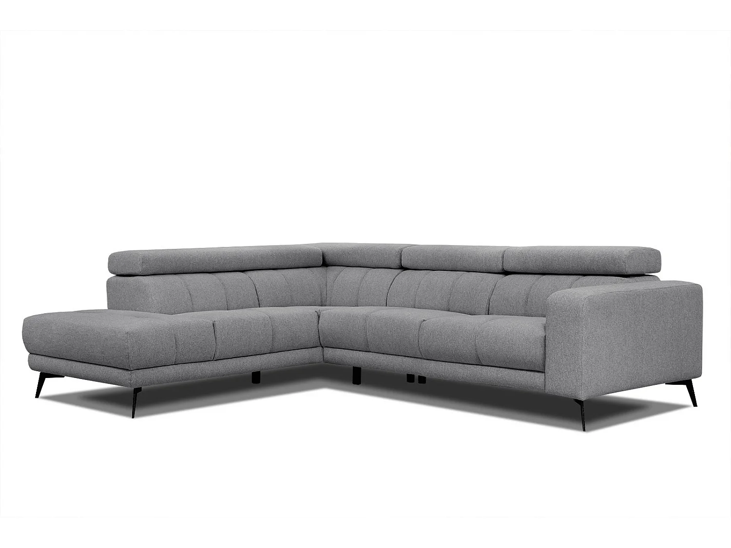 MORELLO Ecksofa 5-Sitzer links mit verstellbare Kopfstützen, grau