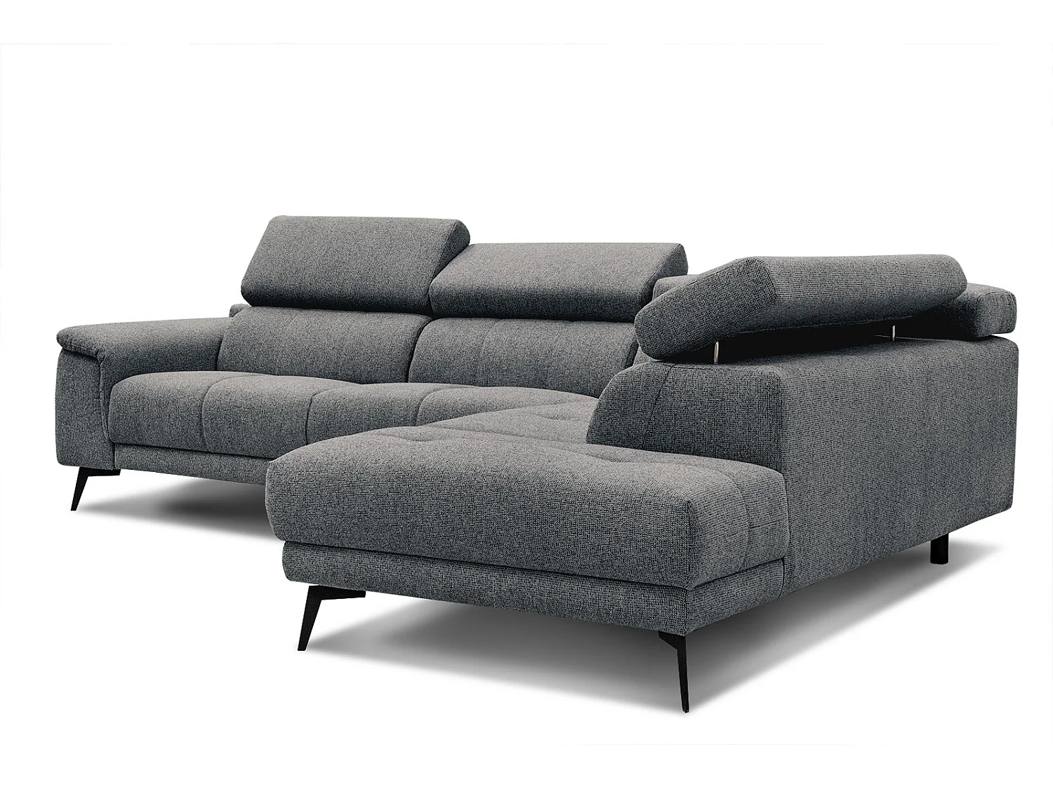 Canapé d'angle droit 5 places tissu gris - Fiero