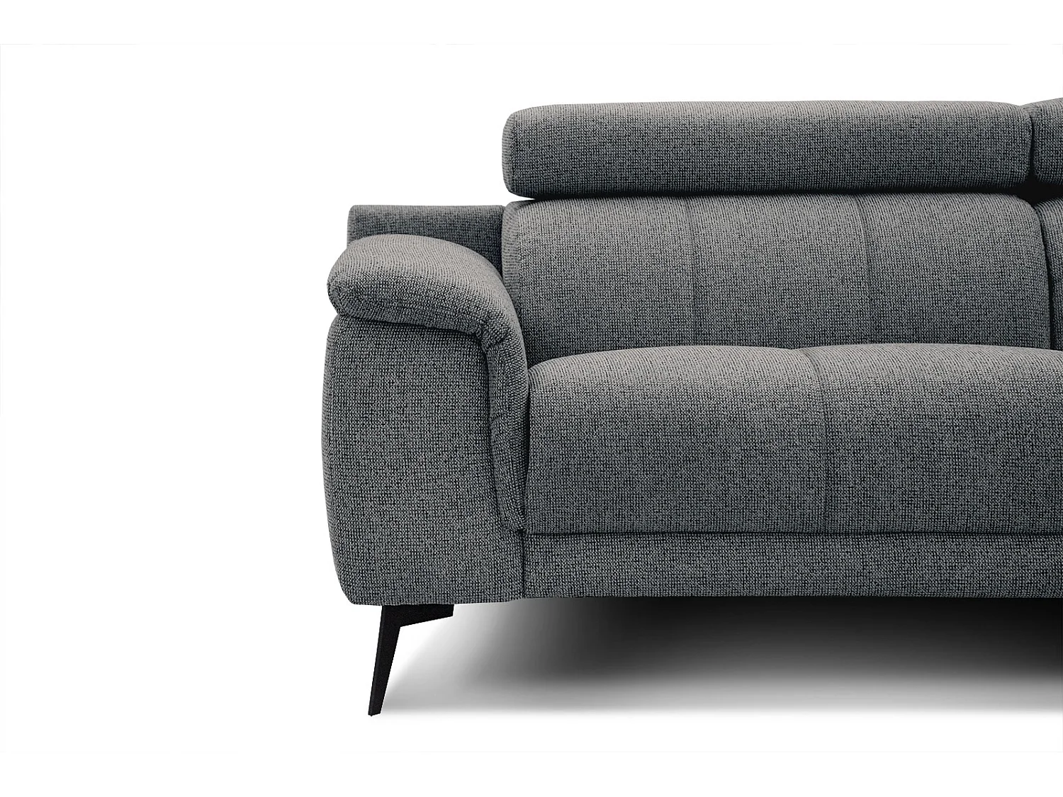 Canapé d'angle droit 5 places tissu gris - Fiero