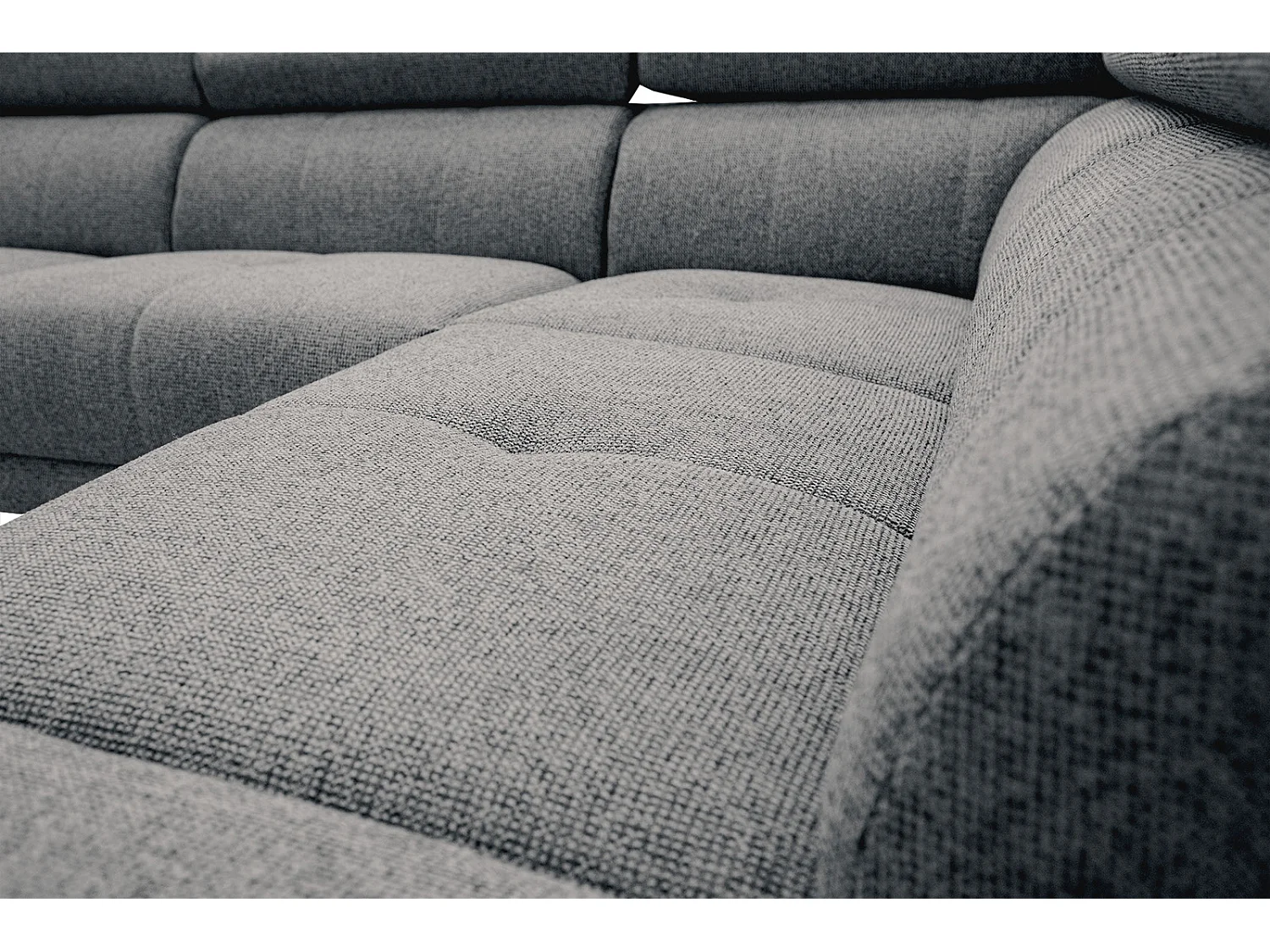 Canapé d'angle droit 5 places tissu gris - Fiero