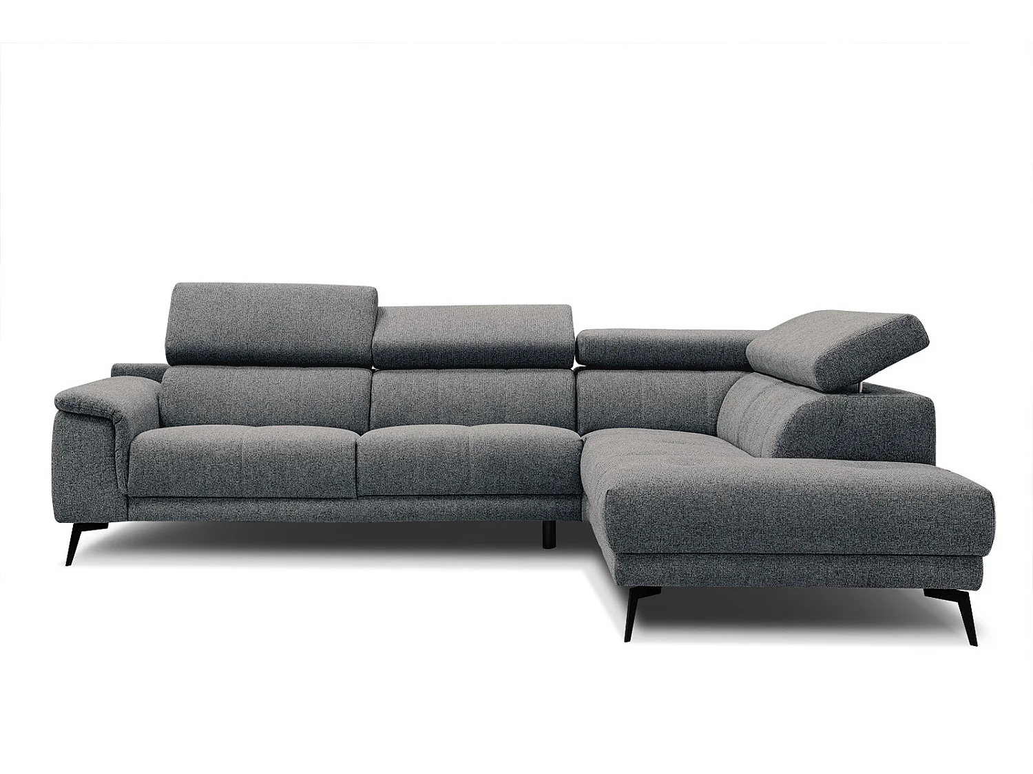 Canapé d'angle 5 places en tissu gris FIERO