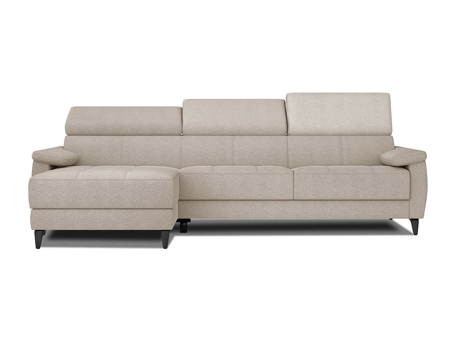 TAUNUS Ecksofa 4-Sitzer links mit verstellbare Kopfstützen, beige