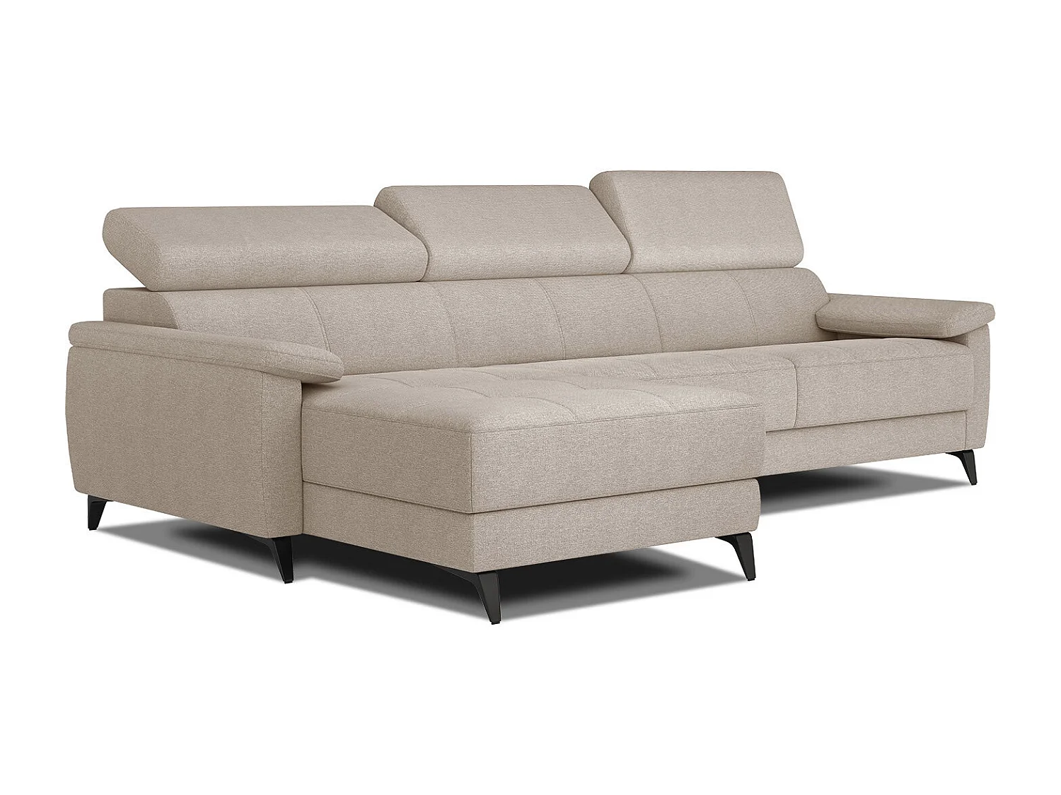 TAUNUS Ecksofa 4-Sitzer links mit verstellbare Kopfstützen, beige