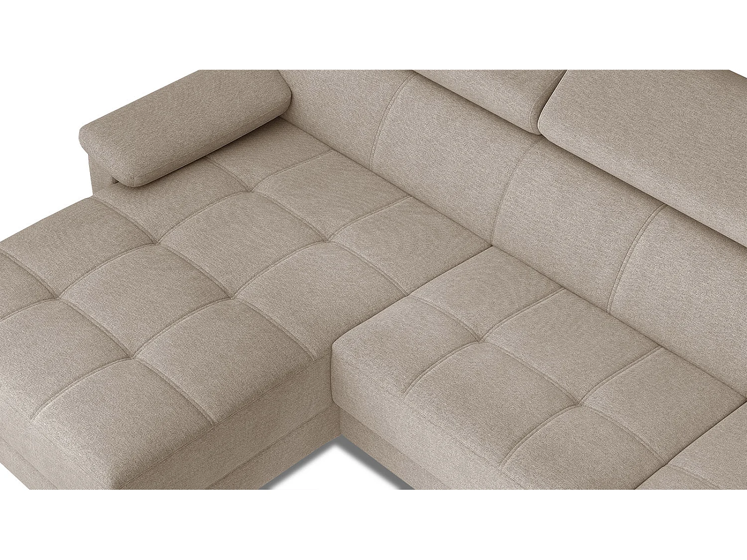 TAUNUS Ecksofa 4-Sitzer links mit verstellbare Kopfstützen, beige