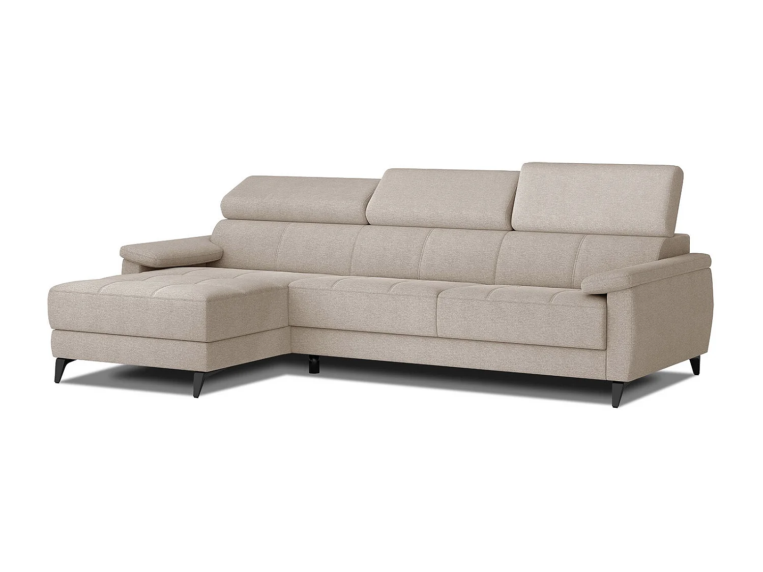 TAUNUS Ecksofa 4-Sitzer links mit verstellbare Kopfstützen, beige
