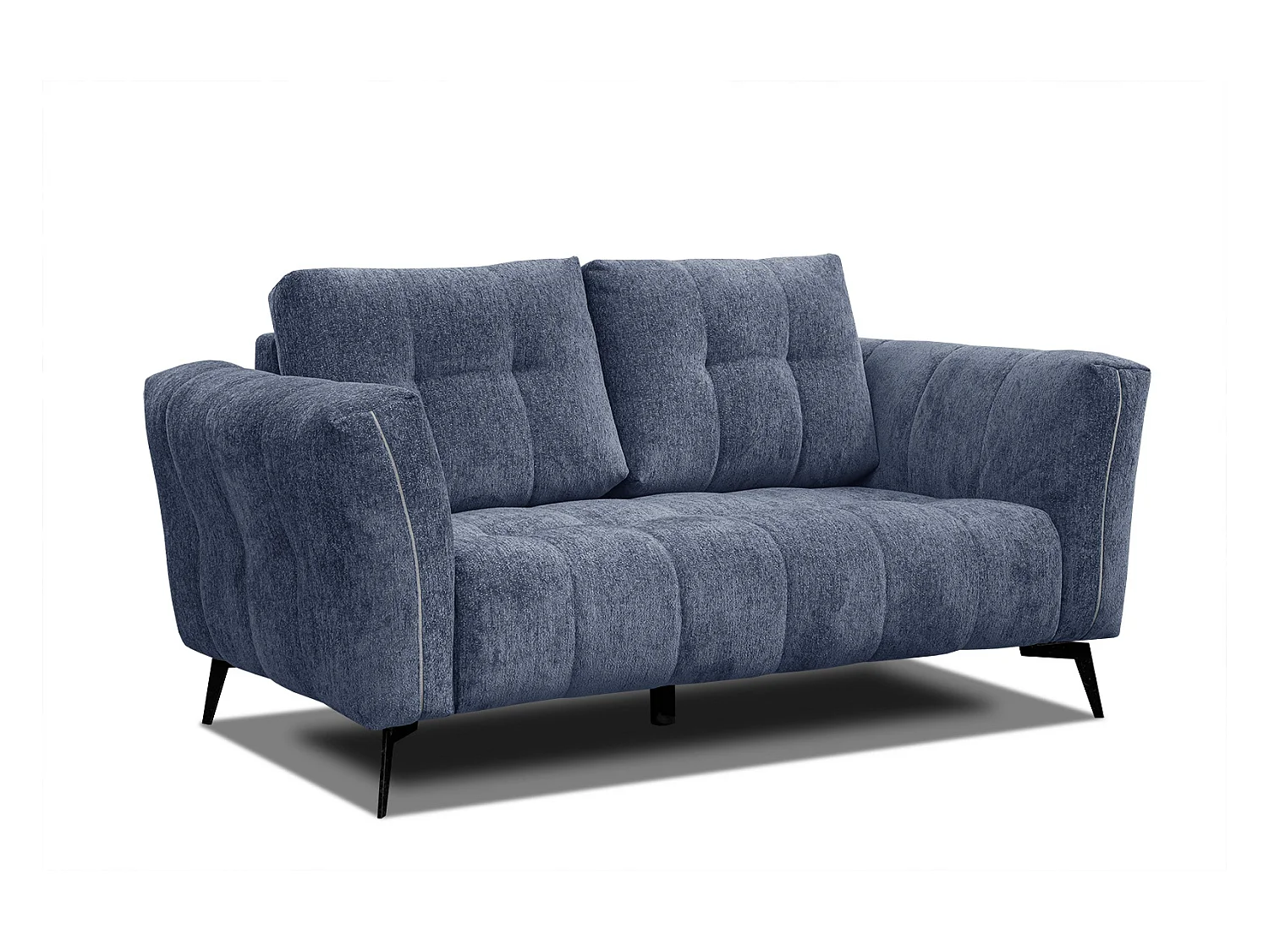 Canapé droit 2 places tissu bleu - Kalmer
