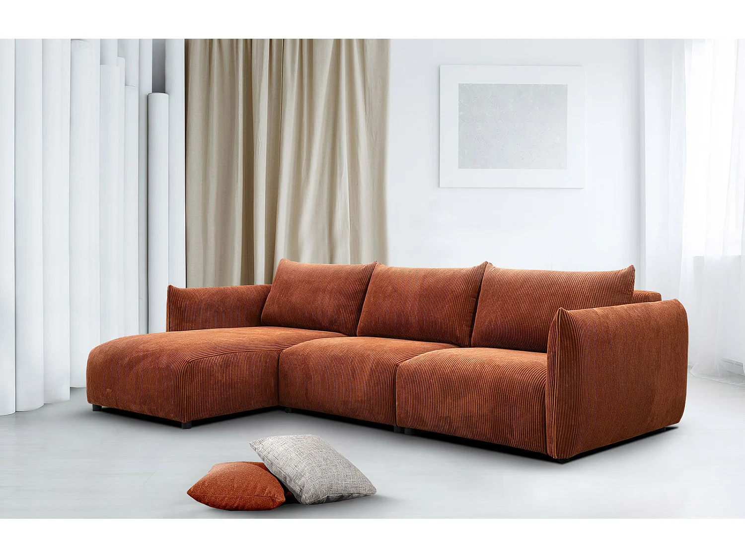 TAUER Ecksofa 5-Sitzer links, orange