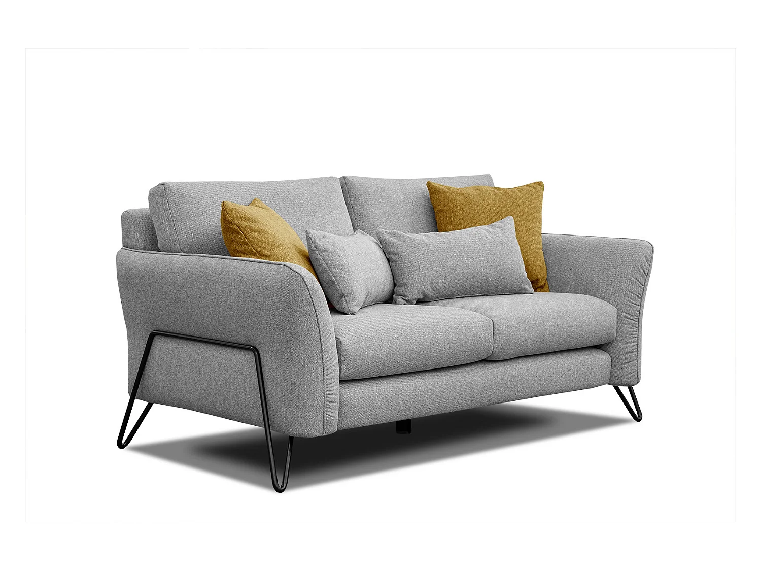 Canapé droit 2 places tissu gris LOREM