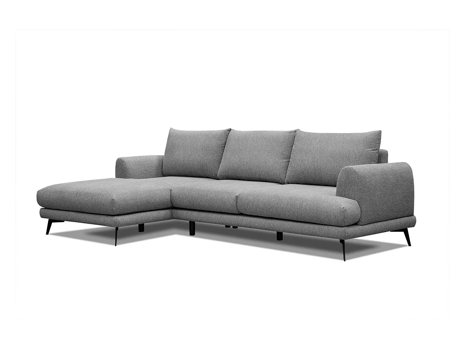 Canapé d'angle gauche 4 places tissu gris - ADRIA