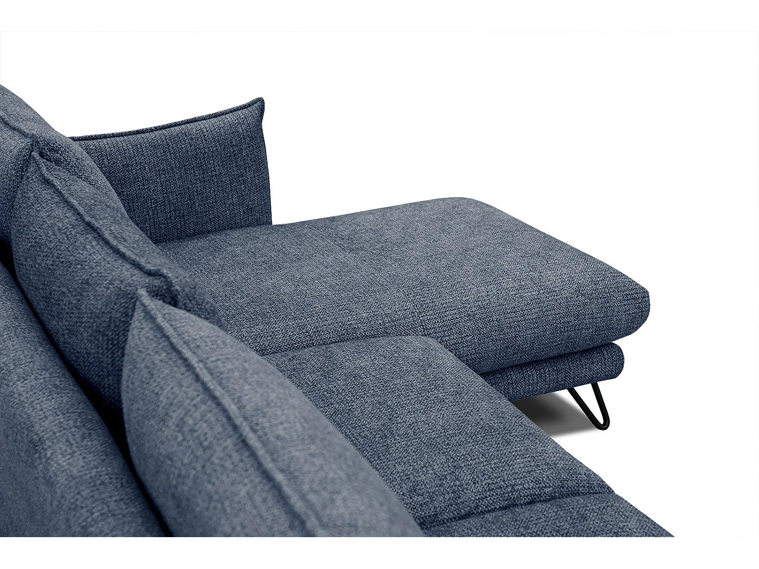 Canapé d'angle droit 4 places tissu bleu  HOSTEN