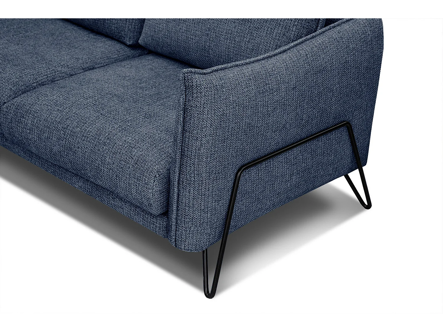 Canapé d'angle droit 4 places tissu bleu  HOSTEN