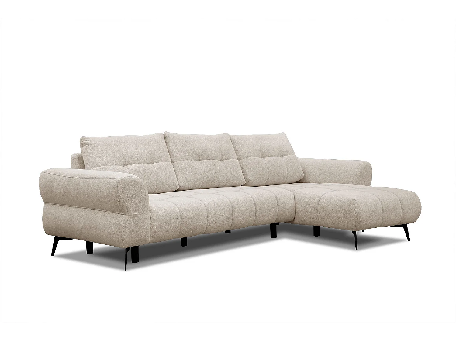 Canapé d'angle droit Salvini 4 places tissu beige