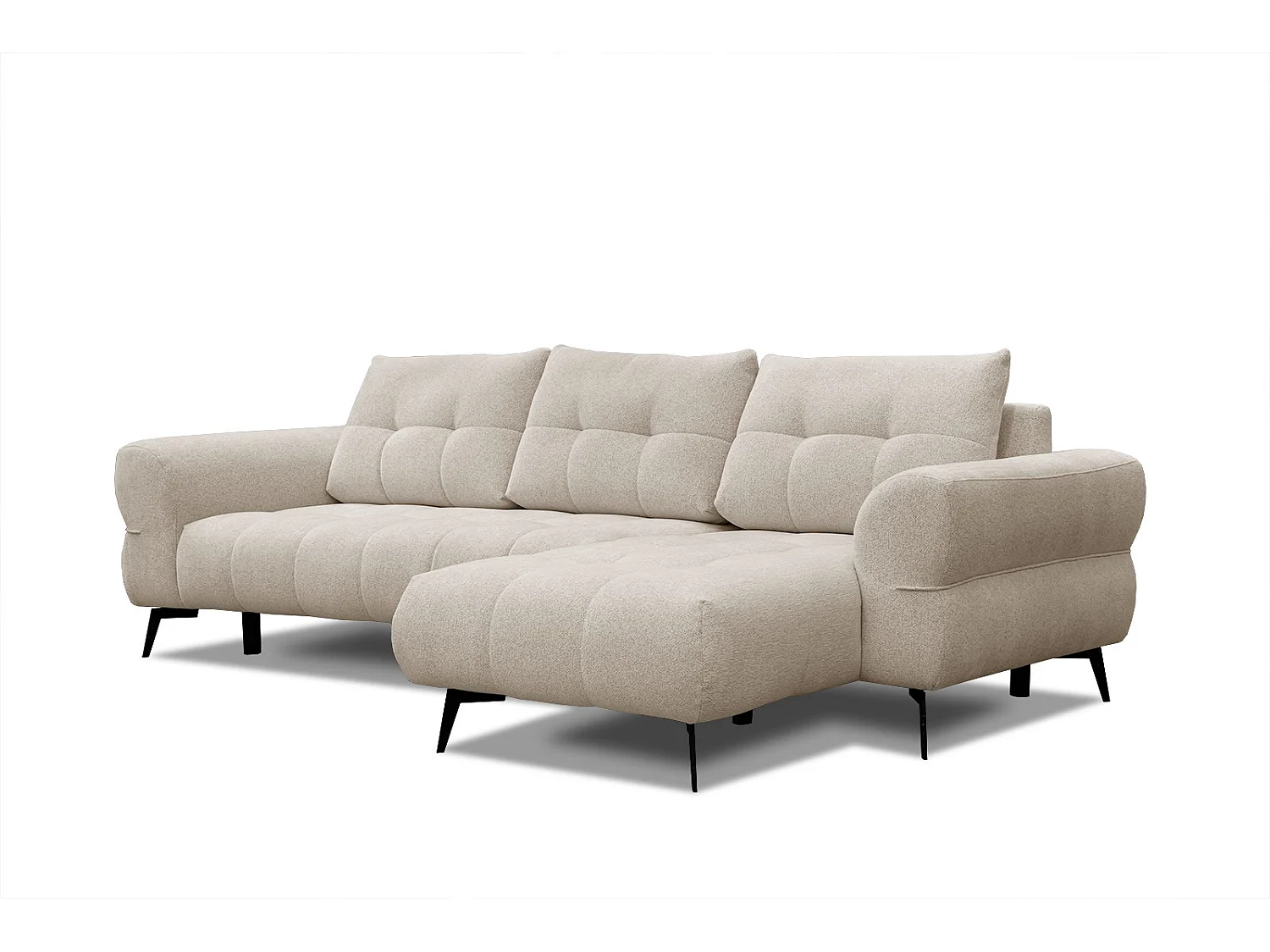 Canapé d'angle droit Salvini 4 places tissu beige