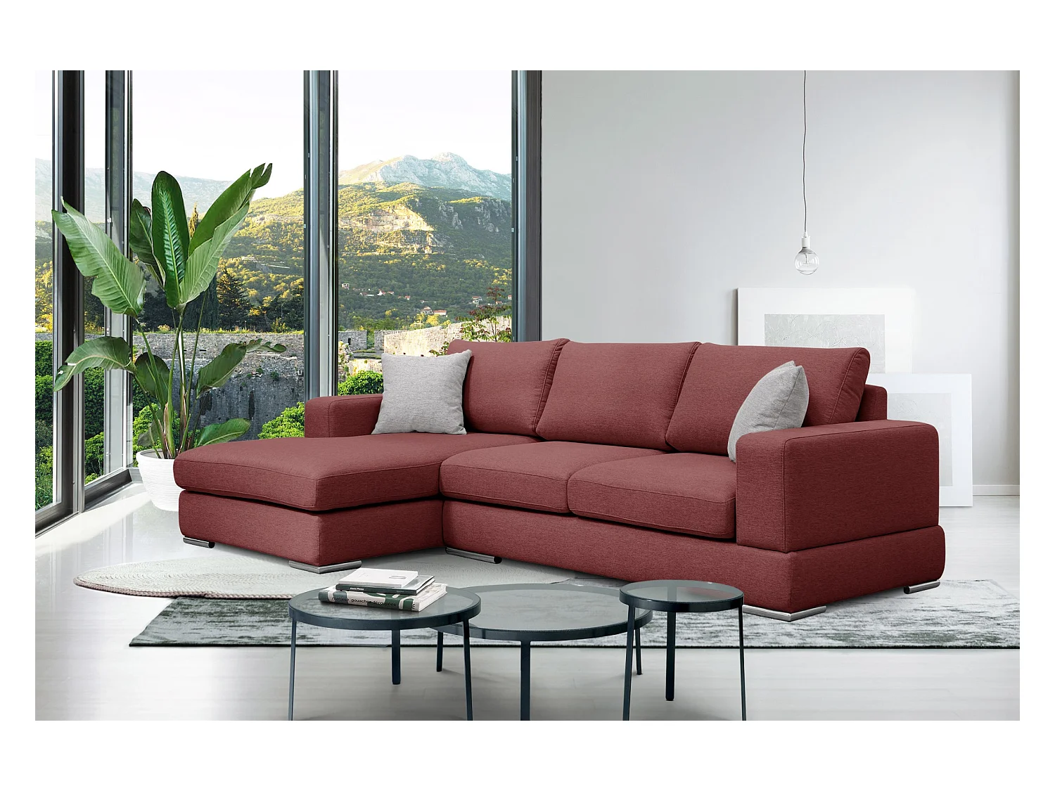 OTTO Ecksofa 4-Sitzer links, bordeaux