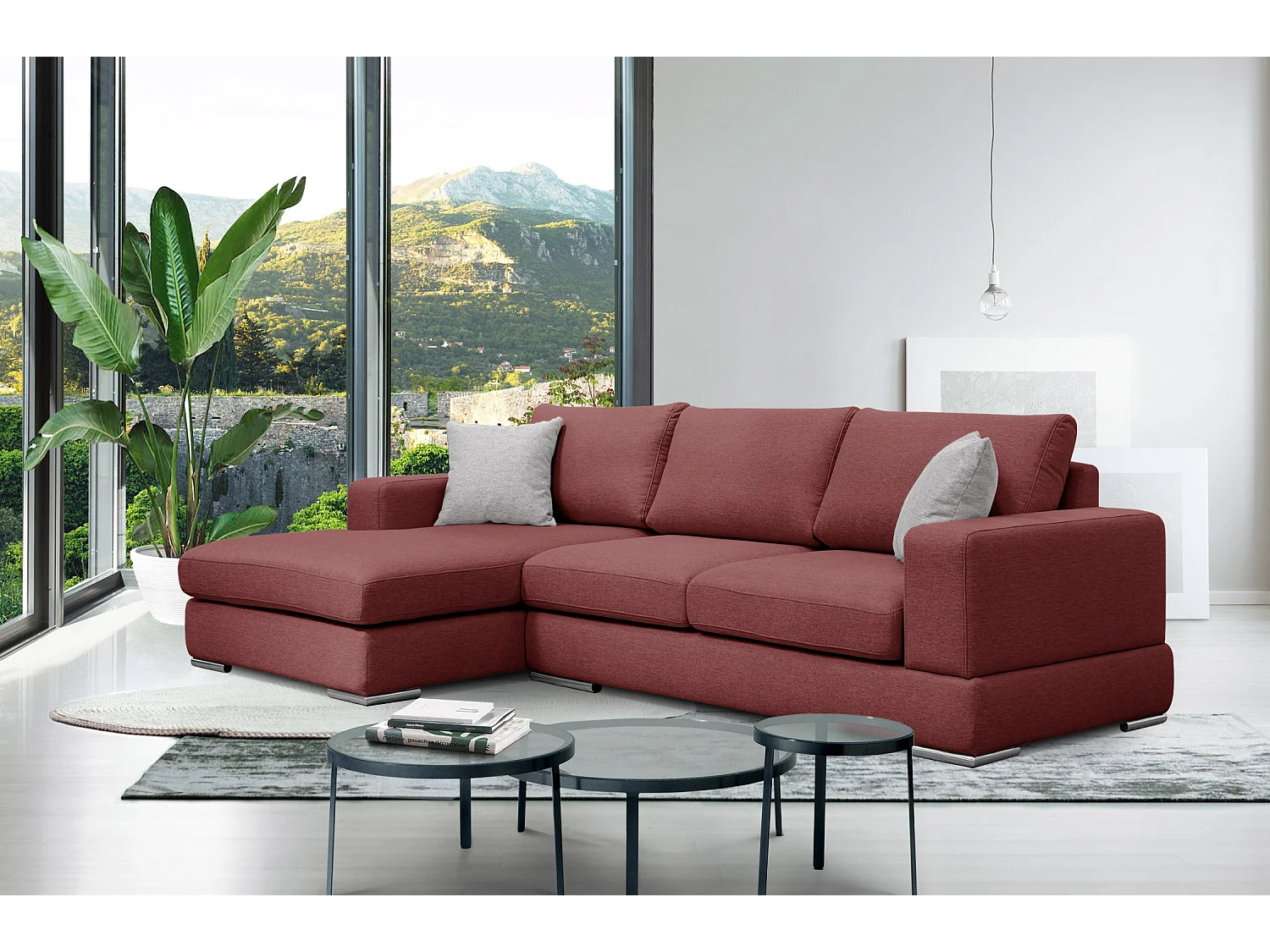 OTTO Ecksofa 4-Sitzer links, bordeaux