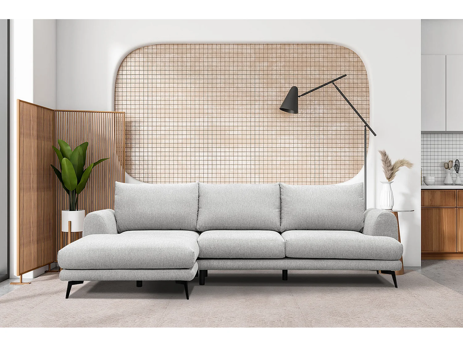 ADRIA Ecksofa 4-Sitzer links, creme