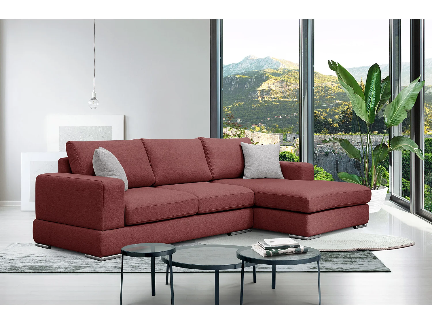 OTTO Ecksofa 4-Sitzer rechts, bordeaux