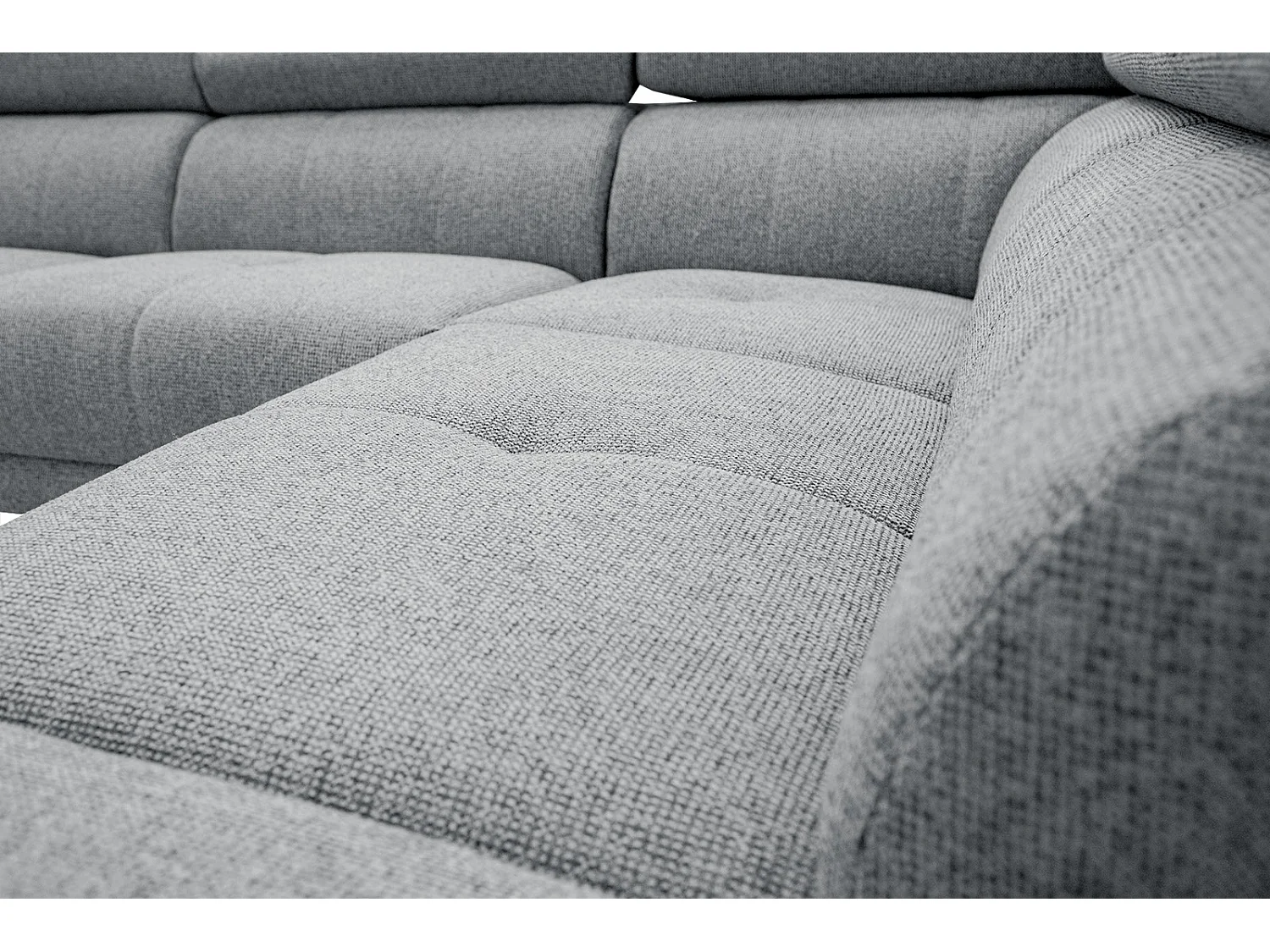 Canapé d'angle droit 5 places tissu gris moyen - Fiero