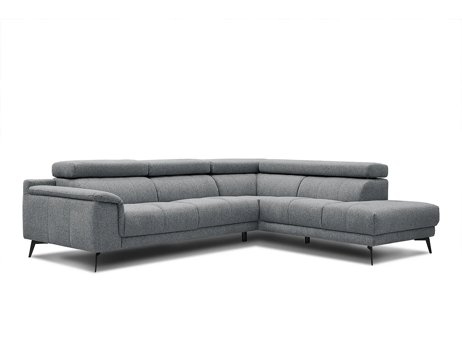 Canapé d'angle droit 5 places tissu gris moyen - Fiero