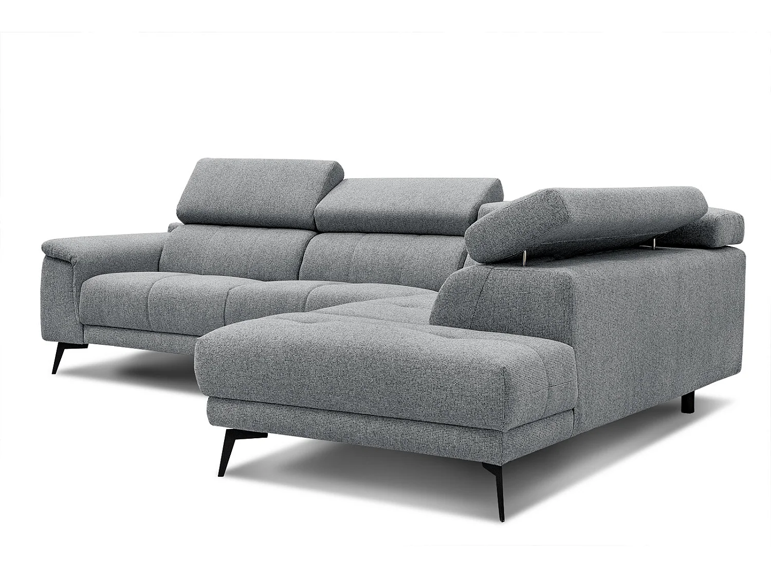 Canapé d'angle 5 places en tissu gris FIERO