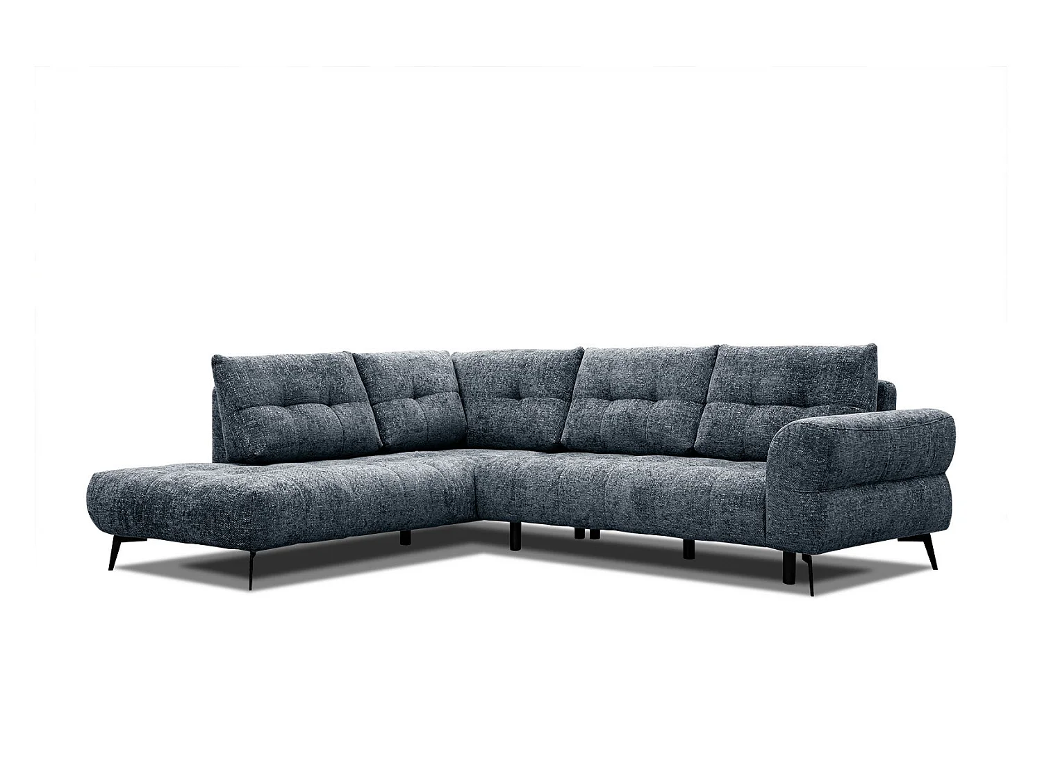 Canapé d'angle gauche 5 places tissu bleu marine