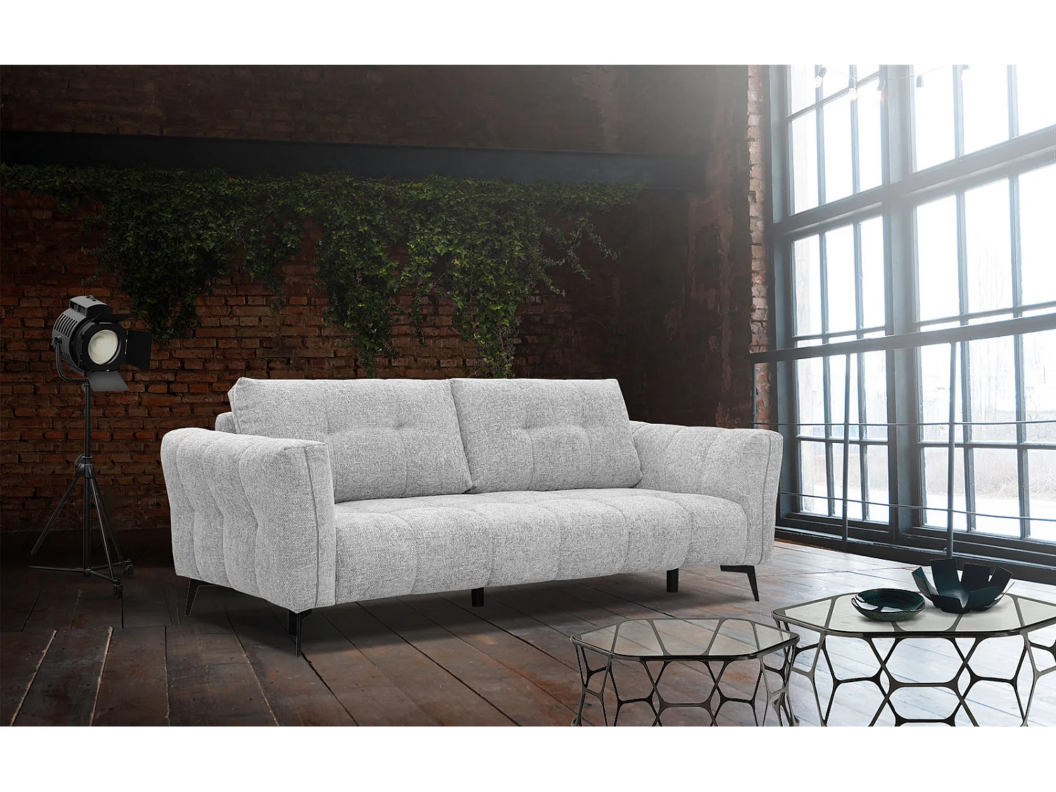 KALMER Sofa 3-Sitzer, hellgrau