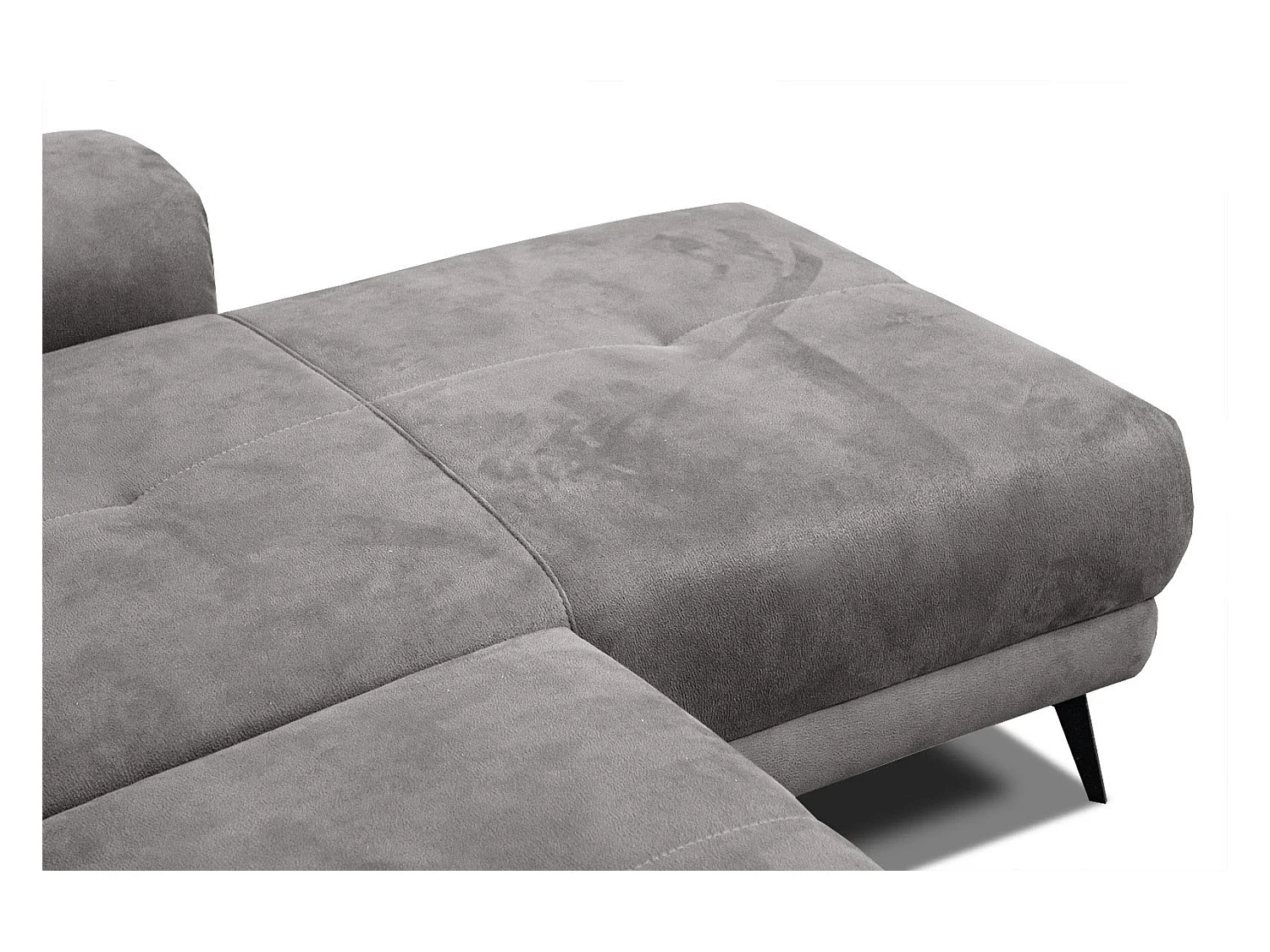 FIERO Ecksofa 4-Sitzer rechts mit verstellbare Kopfstützen, hellgrau