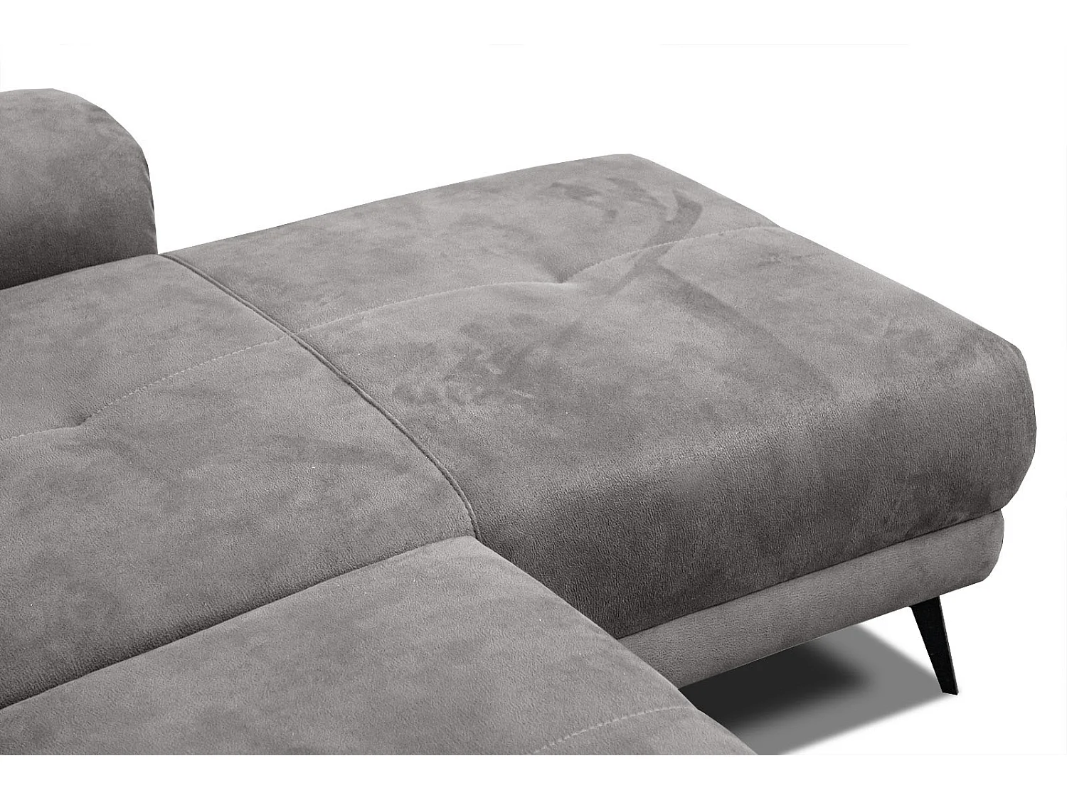 FIERO Ecksofa 4-Sitzer rechts mit verstellbare Kopfstützen, hellgrau