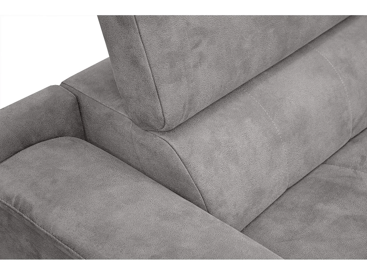 FIERO Ecksofa 4-Sitzer rechts mit verstellbare Kopfstützen, hellgrau