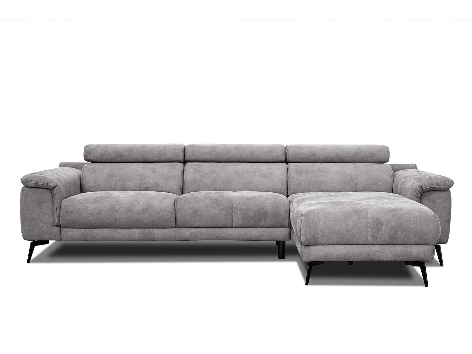 FIERO Ecksofa 4-Sitzer rechts mit verstellbare Kopfstützen, hellgrau