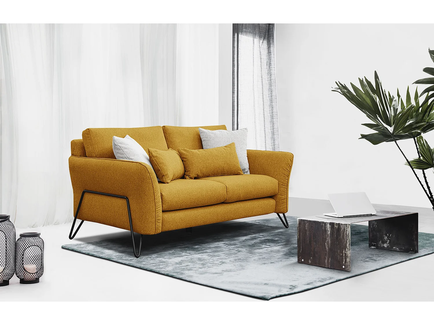 LOREM Sofa 2-Sitzer, senfgelb