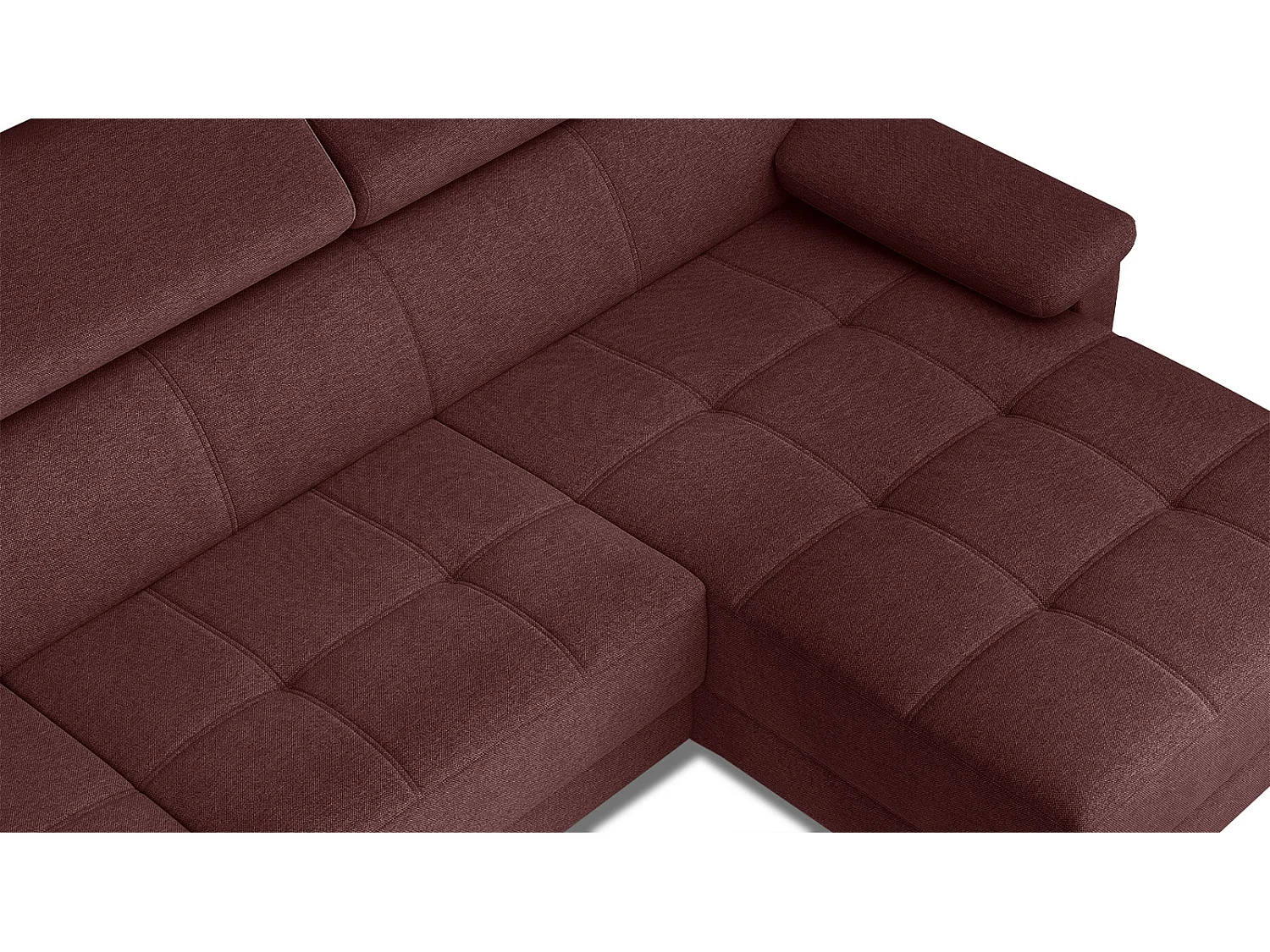 TAUNUS Ecksofa 4-Sitzer rechts mit verstellbare Kopfstützen, bordeaux