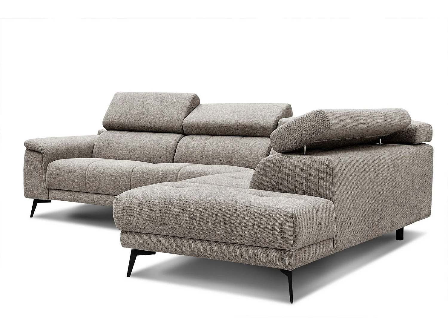 FIERO Ecksofa 5-Sitzer rechts mit verstellbare Kopfstützen, taupe